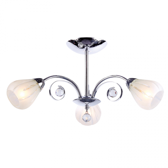 Pendant light 3 x E14 60W Metal + Glass + Crystal / Chrome + Sandblast + Clear Φ560XH40CM CARDINAL - acadecor 