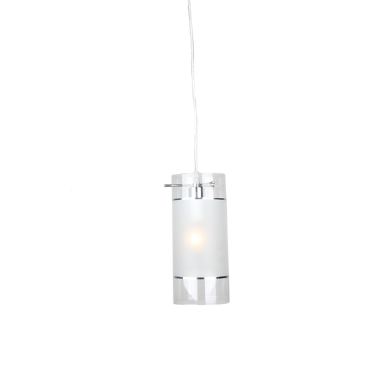 Pendant light 1 x E14 60W Metal + Glass + PVC transparent cable / Chrome + Sandblast - Clear Φ129ΧΗ724CM MANE - acadecor