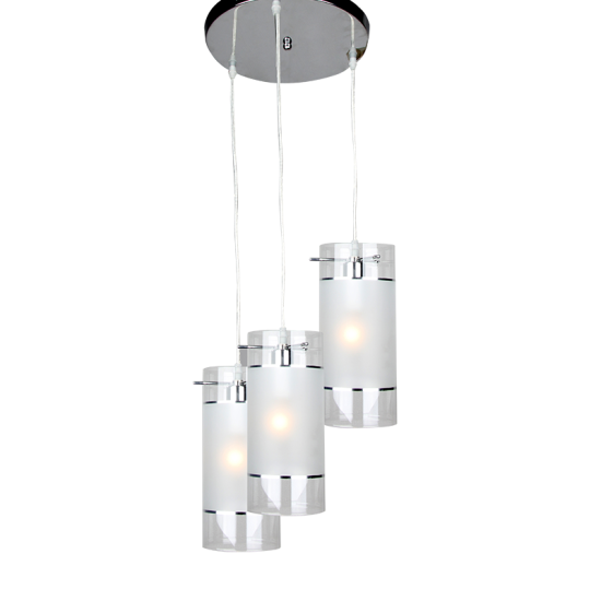 Pendant light 3 x E14 60W Metal + Glass + PVC transparent cable / Chrome + Sandblast - Clear Φ280ΧΗ790CM MANE - acadecor