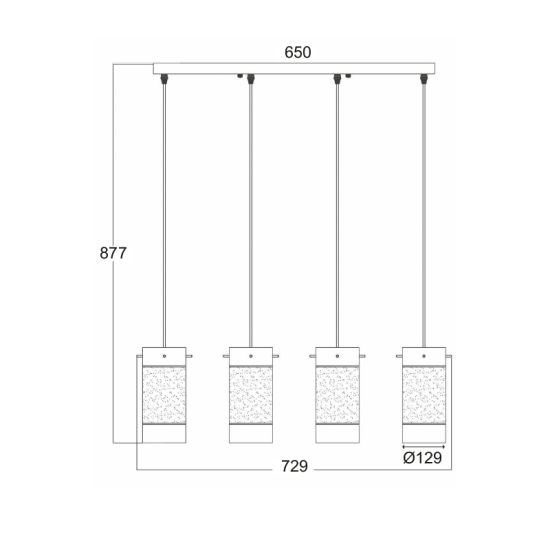 Φωτιστικό Κρεμαστό 4 x E14 60W Μέταλλο + Γυαλί + PVC Διάφανο καλώδιο / Χρώμιο + Αμμοβολή - Διάφανο 729ΧΗ877CM MANE - acadecor