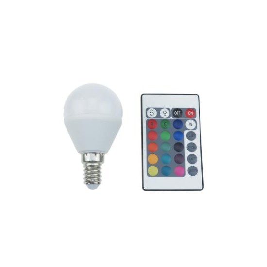 Λάμπα Led Σφαιρικό E14 G45 SMD 3000K + RGB Χειριστήριο G45414RGBWN - Diolamp