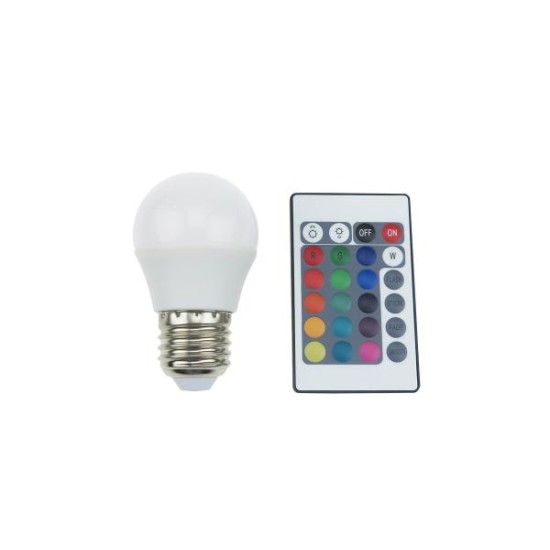 Λάμπα Led Σφαιρικό E27 G45 SMD 3000K + RGB Χειριστήριο G45427RGBWN - Diolamp