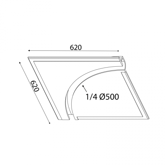 Φωτιστικό trimless 1/4 του κύκλου Γύψος / Φυσικό 62x62x5CM ANDIE - acadecor 