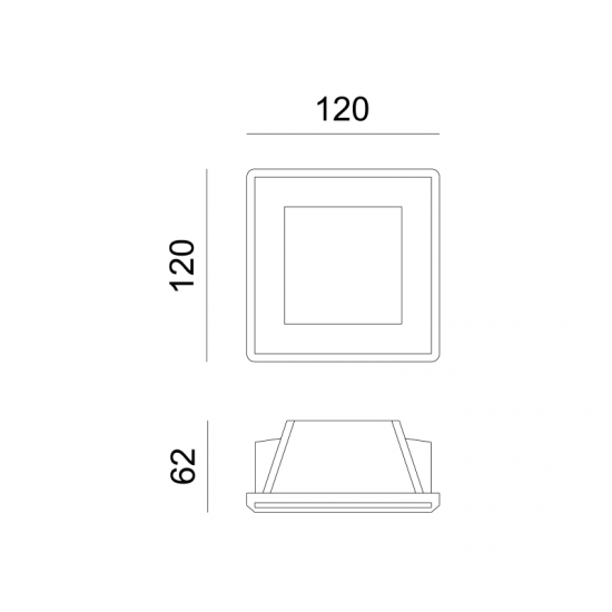 Φωτιστικό τετράγωνο spot trimless 1 x GU10 max 35W Γύψος + Γυαλί / Φυσικό + Αμμοβολή 120x120x62mm RORY - acadecor