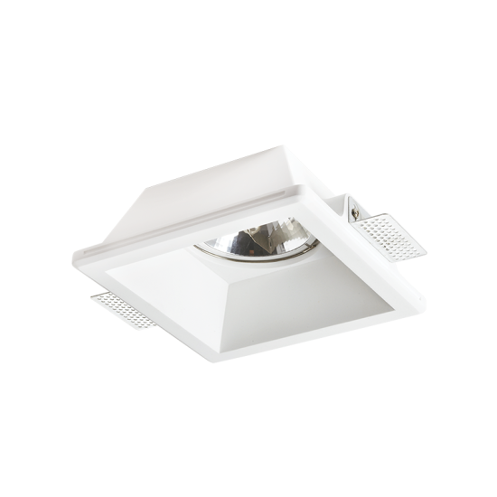 Trimless square Spot light 1x AR111 GU10 max 50W Gypsum / Natural 200x200x80mm ABBY - acadecor