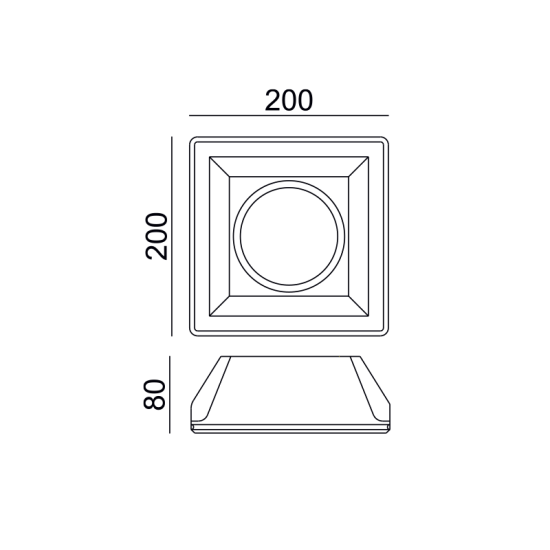 Trimless square Spot light 1x AR111 GU10 max 50W Gypsum / Natural 200x200x80mm ABBY - acadecor