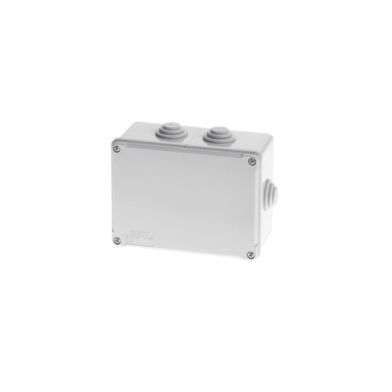 Wall mounted ABS cable junction Box square grey IP54 6 Glands 150x110x75mm - GR17058 - aca elec