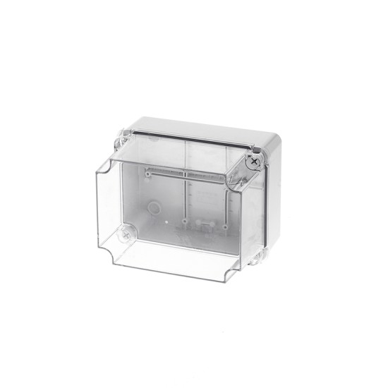 Wall mounted ABS Syrf box transparent Lid IP65 square grey IP65 190x140x140mm - GR17215 - aca elec