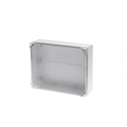 Wall mounted ABS Syrf box transparent Lid IP65 square grey IP65 310x240x100mm - GR17216 - aca elec
