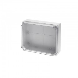 Wall mounted ABS Syrf box transparent Lid IP65 square grey IP65 310x240x120mm - GR17284 - aca elec