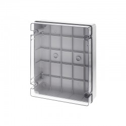 Κουτί τετράγωνο ABS στεγανο επίτοιχο γκρί με διάφανο κάλυμμα IP65 380x300x120mm - GR17286 - aca elec