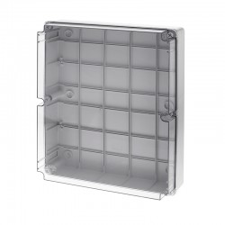 Κουτί τετράγωνο ABS στεγανο επίτοιχο γκρί με διάφανο κάλυμμα IP65 460x380x120mm - GR17290 - aca elec