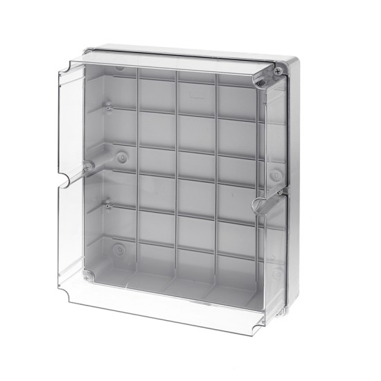 Κουτί τετράγωνο ABS στεγανο επίτοιχο γκρί με διάφανο κάλυμμα IP65 460x380x180mm - GR17292 - aca elec