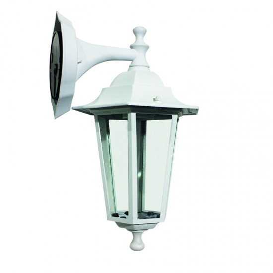 Hexagon aluminium lanterns E27 White Aliminium+Glass Down 216x305mm - aca
