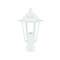 Φανάρι με βάση για κολωνάκι αλουμίνιο 1XE27 λευκό εξάγωνο πάνω 202x365mm - aca
