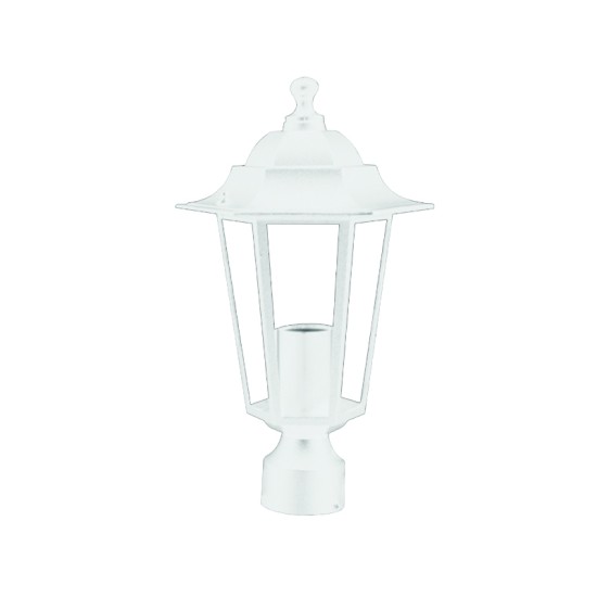 Hexagon aluminium lanterns Base columns E27 White Aliminium+Glass 202x365mm - aca