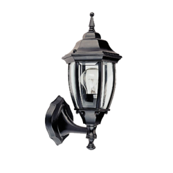 Φανάρι τοίχου αλουμινίου 1XE27 Τοίχου Μάυρο εξάγωνο πάνω 203x375mm - aca