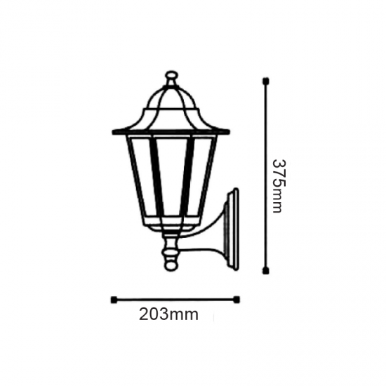 Hexagon aluminium lanterns E27 Black Aliminium+Glass 203x375mm - aca
