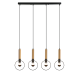 Pendant light 4 x E27 40W Metal + PVC black cable / Satin brass + Matt black 93X18ΧΗ116CM  MIRACOLO - acadecor
