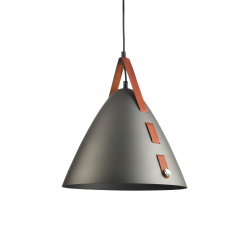 Pendant light 1 x E27 40W Metal + Leather + PVC Cable / Anthracite + Camel colour D33XH100CM NAOMI - acadecor