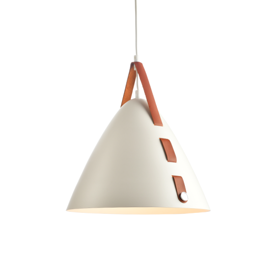 Pendant light 1 x E27 40W Metal + Leather + PVC Cable / Matt white + Camel colour D33XH100CM NAOMI - acadecor