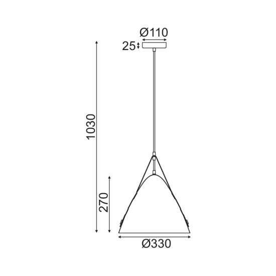 Pendant light 1 x E27 40W Metal + Leather + PVC Cable / Matt white + Camel colour D33XH100CM NAOMI - acadecor