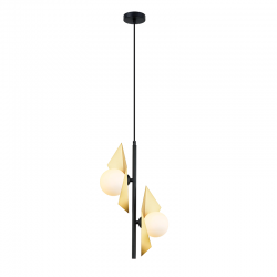 Φωτιστικό επίτοιχο 2xG9 max 28W Μέταλλο + Γυαλί + PVC καλώδιο / Χρυσό + Μάυρο + Λευκό 26Χ19ΧΗ118CM  POLYGON - acadecor