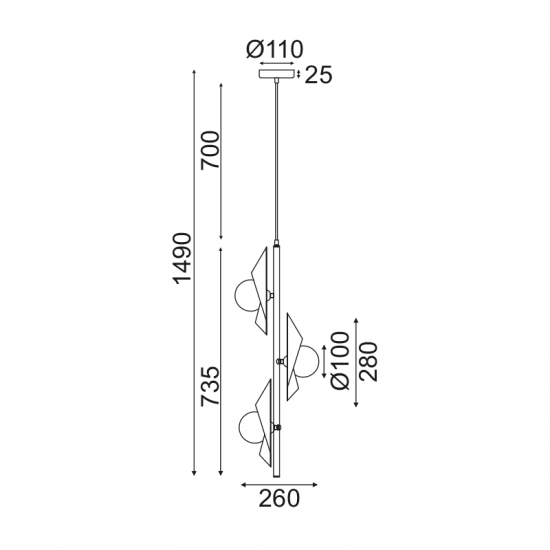 Pendant light 3xG9 max 28W Metal + Glass + PVC Cable  / Gold + Black + White 26Χ26ΧΗ150CM POLYGON - acadecor