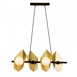 Φωτιστικό επίτοιχο 4xG9 max 25W Μέταλλο + Γυαλί + PVC καλώδιο / Χρυσό + Μάυρο + Λευκό 68Χ26ΧΗ120CM  POLYGON - acadecor