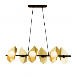 Φωτιστικό επίτοιχο 6xG9 max 25W Μέταλλο + Γυαλί + PVC καλώδιο / Χρυσό + Μάυρο + Λευκό 100Χ26ΧΗ120CM  POLYGON - acadecor