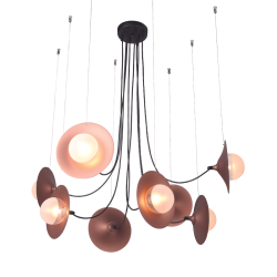 Φωτιστικό κρεμαστό 8 x G9 25w Μέταλλο + Γυαλί + PVC Μάυρο καλώδιο / Χάλκινο βαφής + Μάυρο μάτ + Λευκό - Διάφανο 81Χ81ΧΗ122CM HYDRA - acadecor