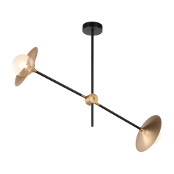 Ceilling light 2 x G9 25W Metal + Glass  / Brushed brass + Matt black + White - Clear 85X20ΧΗ51CM LAYLA - acadecor