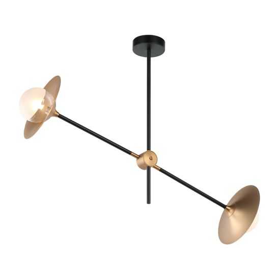 Ceilling light 2 x G9 25W Metal + Glass  / Brushed brass + Matt black + White - Clear 85X20ΧΗ51CM LAYLA - acadecor
