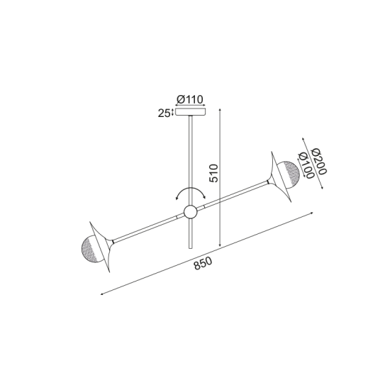 Ceilling light 2 x G9 25W Metal + Glass  / Brushed brass + Matt black + White - Clear 85X20ΧΗ51CM LAYLA - acadecor