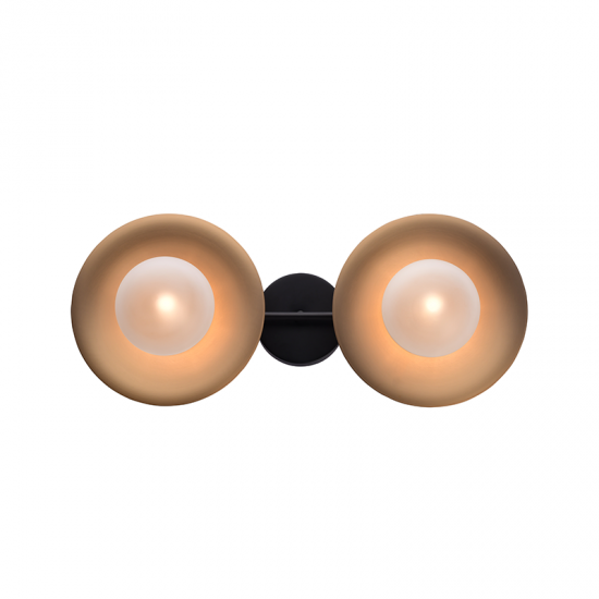 Φωτιστικό επίτοιχο 2 x G9 25w Μέταλλο + Γυαλί  / Βουρτσιστό ορείχαλκο + Μάυρο μάτ + Λευκό - Διάφανο 20X47X18CM LAYLA - acadecor