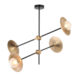 Ceilling light 4 x G9 25W Metal + Glass  / Brushed brass + Matt black + White - Clear 85X81ΧΗ67CM LAYLA - acadecor