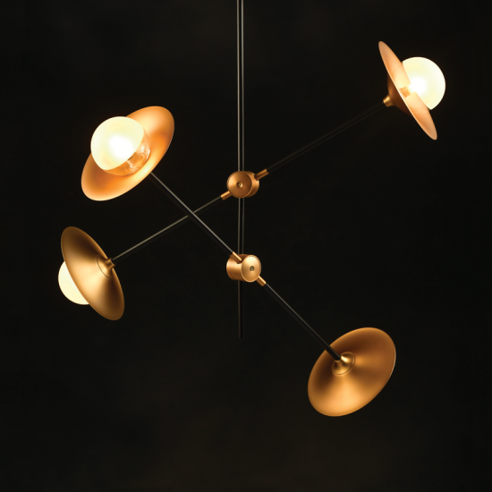 Ceilling light 4 x G9 25W Metal + Glass  / Brushed brass + Matt black + White - Clear 85X81ΧΗ67CM LAYLA - acadecor