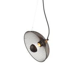 Pendant light 1 x E27 40W Metal + PVC Black cable / Matt black + Satin brass 24Χ13ΧΗ125CM KOBE - acadecor