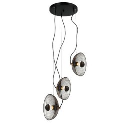 Φωτιστικό κρεμαστό 3 x E27 40W Μέταλλο + PVC Μάυρο καλώδιο / Μάυρο μάτ + Σατινέ ορείχαλκο D31ΧΗ115CM KOBE - acadecor