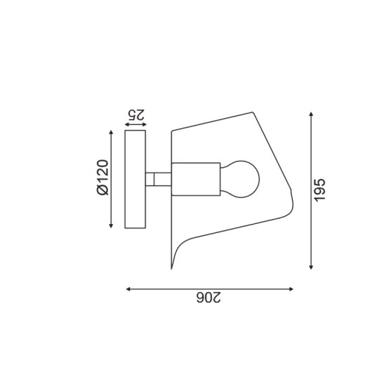 Φωτιστικό επίτοιχο 1xE27 max 60W Μέταλλο / Λευκό μάτ 21Χ17Χ20CM MONET - acadecor 