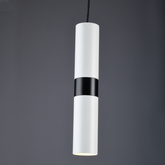 Φωτιστικό Κρεμαστό  1 x GU10 25W Μεταλλικό + PVC μάυρο καλώδιο / Λευκό μάτ + Μάυρο μάτ D8XH120CM DA VINCI - acadecor