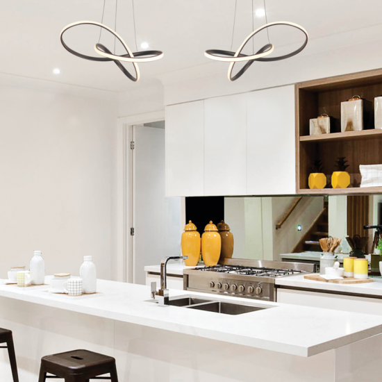 Φωτιστικό κρεμαστό LED 48W 3000k 2880lm Αλουμίνιο + Ακρυλικό + PVC σύρμα καλώδιο / Μάυρο 48Χ44XΗ120CM GORDIUS - acadecor