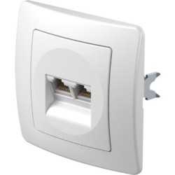 Πρίζα CAT6s KS διπλή 2x RJ45 8/8 PW Λευκό / TEM EKONOMIK