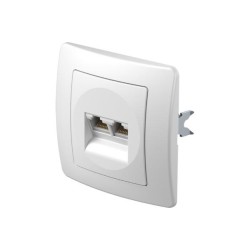 Πρίζα CAT6s KS διπλή 2x RJ45 8/8 PW Λευκό / TEM EKONOMIK