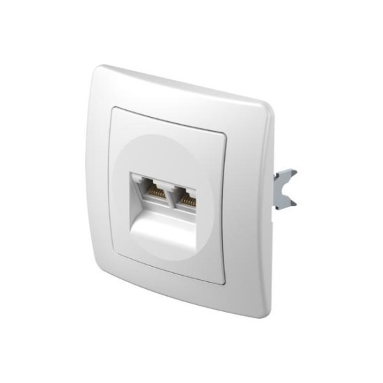 Πρίζα CAT6s KS διπλή 2x RJ45 8/8 PW Λευκό / TEM EKONOMIK