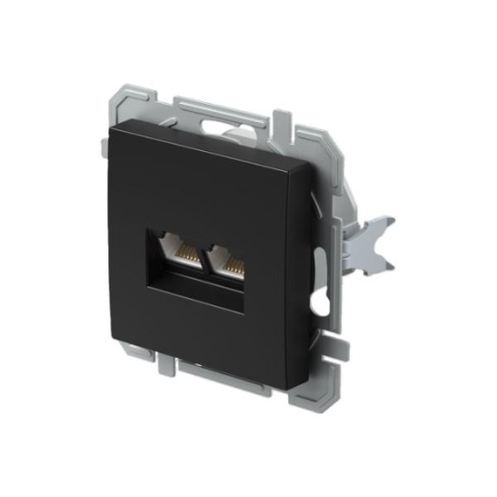 Πρίζα CAT6S KS διπλή 2x RJ45 8/8 SLIM PW Λευκό XO LOGIQ TEM 