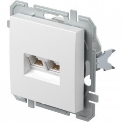 Πρίζα CAT6S KS διπλή 2x RJ45 8/8 SLIM PW Λευκό XO LOGIQ TEM 
