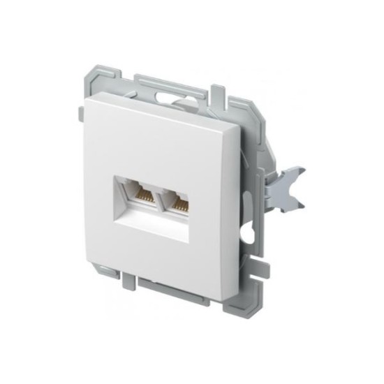 Πρίζα CAT6S KS διπλή 2x RJ45 8/8 SLIM PW Λευκό XO LOGIQ TEM 