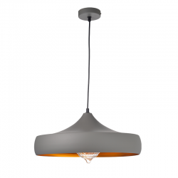 Κρεμαστό 1 x E27 60W Μέταλλο + PVC μάυρο καλώδιο  / Αμμώδες γκρί + Χρυσό Φ46ΧΗ123CM CALIPHATE - acadecor