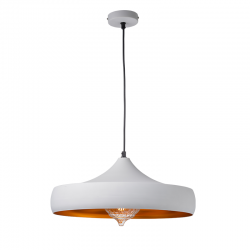 Κρεμαστό 1 x E27 60W Μέταλλο + PVC μάυρο καλώδιο  / Αμμώδες λευκό + Χρυσό Φ46ΧΗ123CM CALIPHATE - acadecor